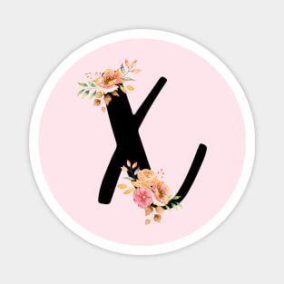 Letter X With Watercolor Floral Wreath Magnet